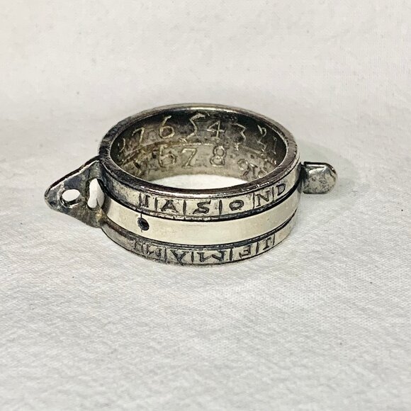 Rare 1721 Silver Perpetual Calendar Ring Dated ANNO 1721 Unique Antique Jewelry - Picture 1 of 11